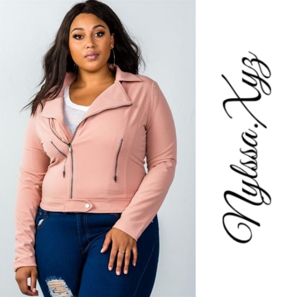 TAMARA - Plus Size Asymmetric Zipper Moto Jacket - Picture 3 of 7